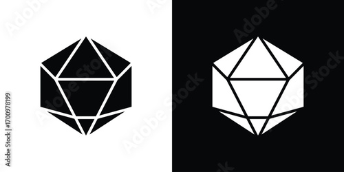 Dice d20 icon. vector art. solid style pictogram