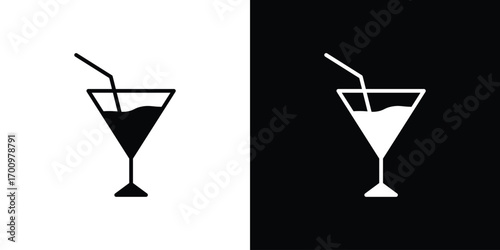 Cocktail icon. vector art. solid style pictogram