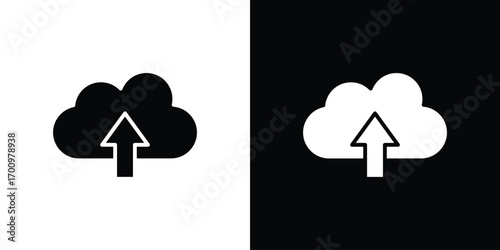 Cloud upload icon. vector art. solid style pictogram