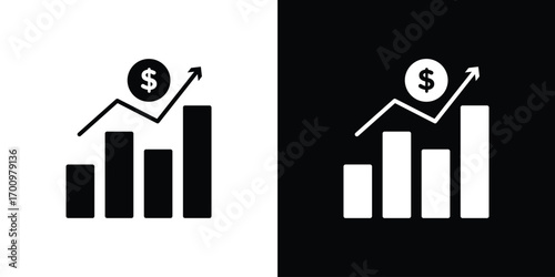 Chat arrow grow icon. vector art. solid style pictogram