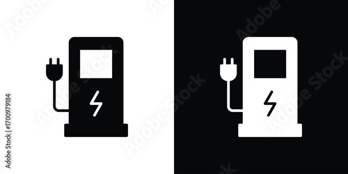 Charging station icon. vector art. solid style pictogram