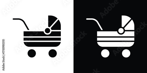 Baby carriage icon. vector art. solid style pictogram