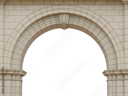 Beige Stone Archway Isolated on White Background