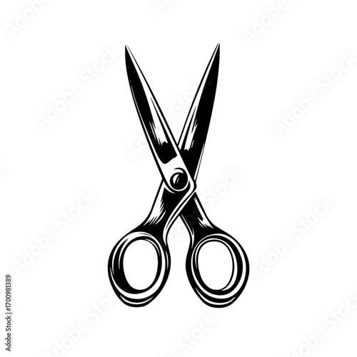 Sharp scissors silhouette open blades – versatile cutting tool symbol for hairdressers, tailors or craft projects