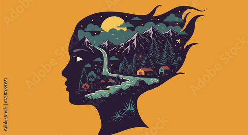 Profile with Landscape