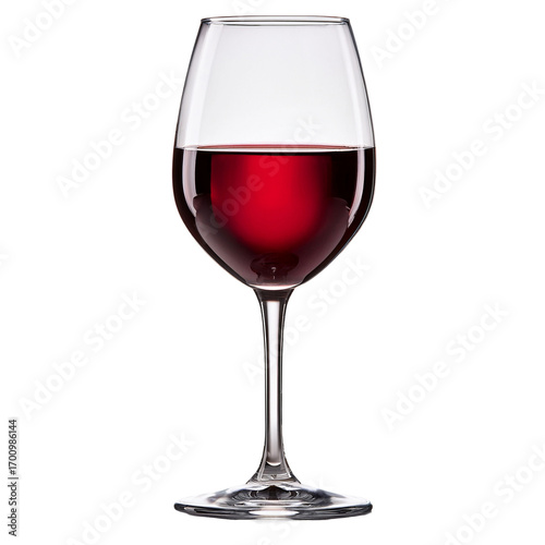Elegant Wine Glass Filled with Red Wine on a Reflective Surface