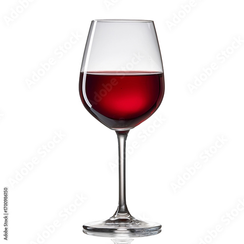 Elegant Wine Glass Filled with Red Wine on a Reflective Surface