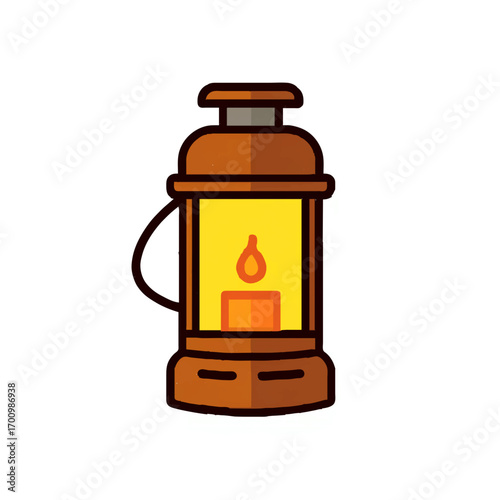 Glowing Candle Lantern Illuminating Darkness Illustration

