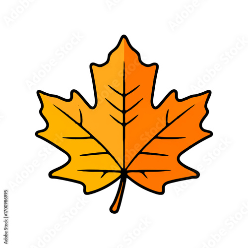 Vibrant Orange Maple Leaf Illustration for Autumn Season

