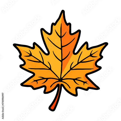 Vibrant Orange Maple Leaf Illustration for Autumn Season

