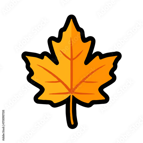 Vibrant Orange Maple Leaf Illustration for Autumn Season

