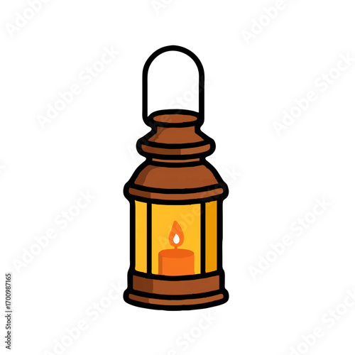 Glowing Candle Lantern Illuminating Darkness Illustration


