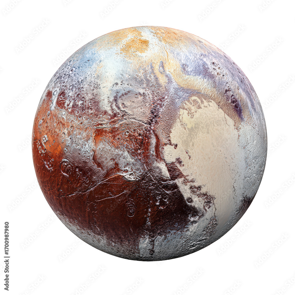 Naklejka premium Large planet with a red and white surface