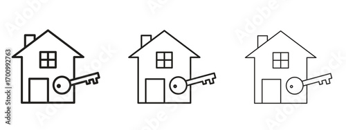 Selling or rent home icon illustration. Editable stroke. Pixel perfect