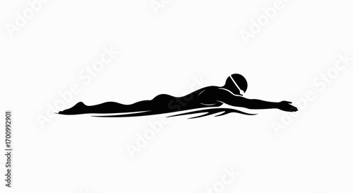 Dynamic Backstroke Swimmer Silhouette. Aquatic Sport, Fitness, and Active Lifestyle Concept.