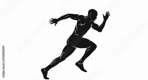 Dynamic Sprinting Athlete Silhouette - Running Man Graphic Icon