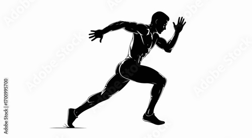 Dynamic Silhouette of a Sprinting Man