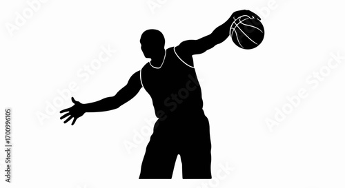 Dynamic Basketball Player Silhouette Icon - Action Pose