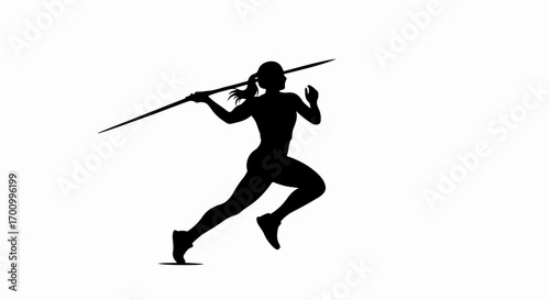 Female Javelin Thrower Silhouette Running Icon