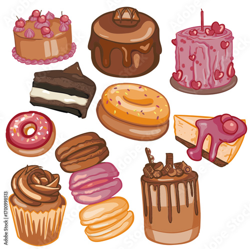 vector set of cakes