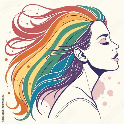 girl with long hair and colour ful hairs