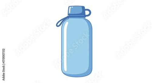 A transparent blue water bottle vector illustration with a loop handle, perfect for hydration and staying refreshed, presented on a clean white background.
