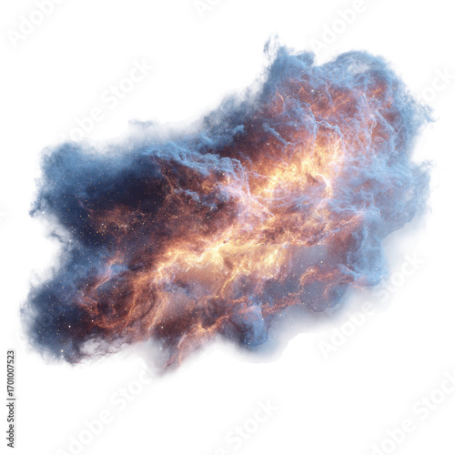 Large cloud of space debris is floating in the sky