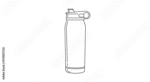 A minimalist vector illustration of a reusable water bottle, perfect for promoting sustainability and healthy hydration habits in a clean, modern design.
