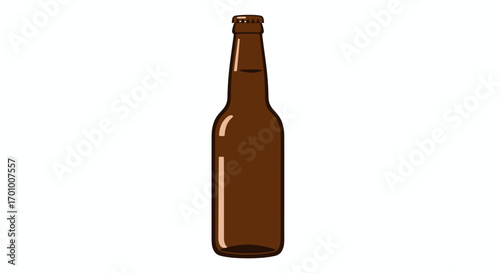 A simple brown glass bottle, perfect for beverages like beer or soda, presented as a clean vector illustration isolated on a white background.