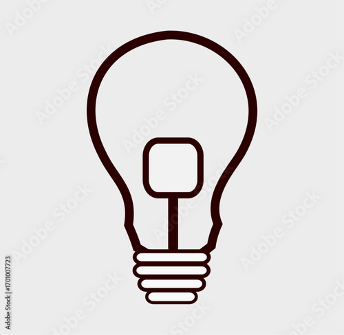 Minimalist Lightbulb Icon — Black and White Line Art Vector Illustration