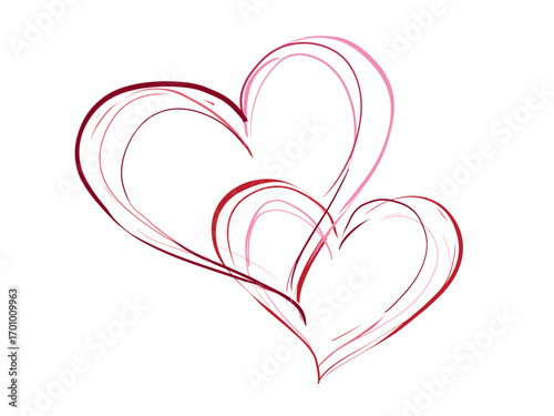 Vector illustration of romantic hearts, Valentine's Day theme, elegant premium design, soft pink and red tones