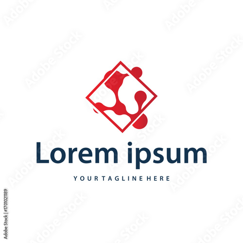 Neuron logo design concept of neuronal cell dna molecule atom with simple minimalist concept as icon symbol illustration template