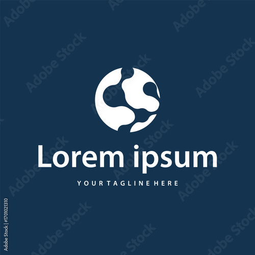 Neuron logo design concept of neuronal cell dna molecule atom with simple minimalist concept as icon symbol illustration template