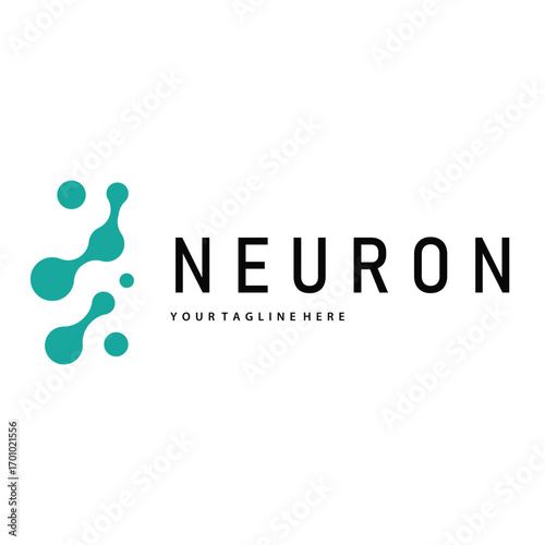 Neuron logo design concept of neuronal cell dna molecule atom with simple minimalist concept as icon symbol illustration template