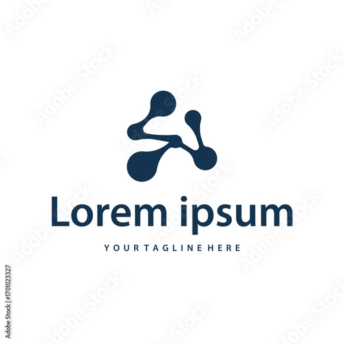 Neuron logo design concept of neuronal cell dna molecule atom with simple minimalist concept as icon symbol illustration template
