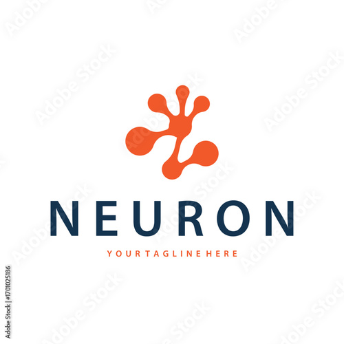 Neuron logo design concept of neuronal cell dna molecule atom with simple minimalist concept as icon symbol illustration template