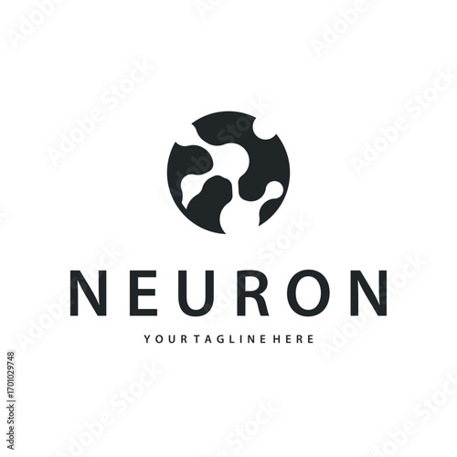 Neuron logo design concept of neuronal cell dna molecule atom with simple minimalist concept as icon symbol illustration template
