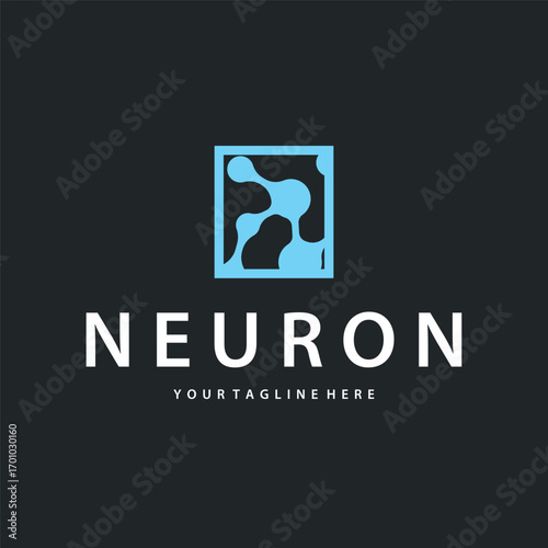 Neuron logo design concept of neuronal cell dna molecule atom with simple minimalist concept as icon symbol illustration template