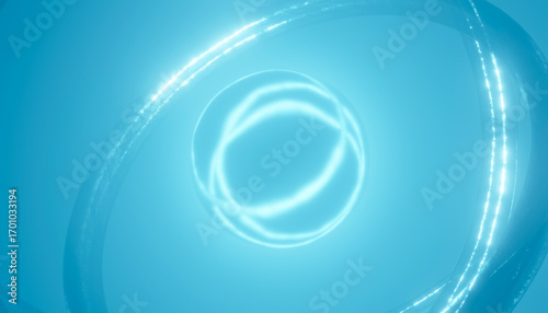 Glowing sphere surrounded by swirling light trails creating a mesmerizing visual effect