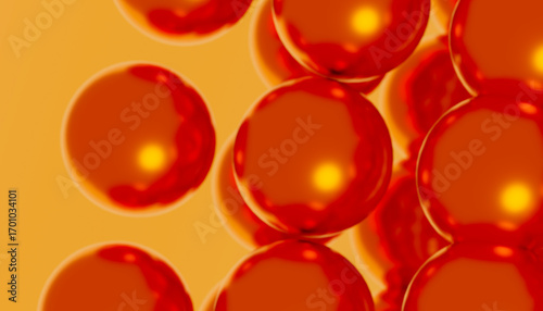 Abstract background of shiny red spheres creating a futuristic pattern