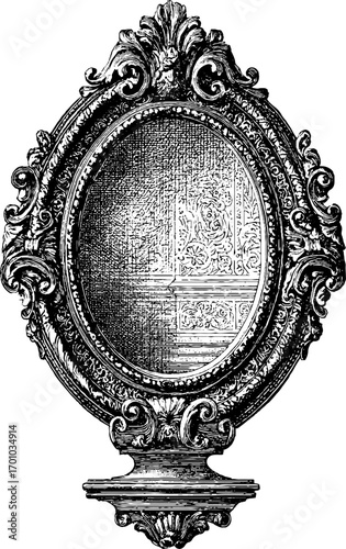 Vintage ornate mirror illustration for design and decoration themes