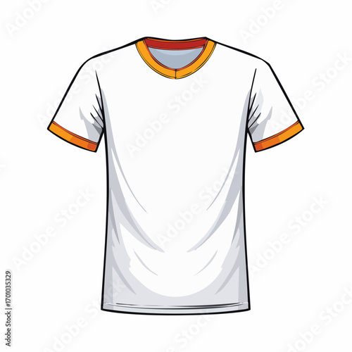 weißen Baumwoll-T-Shirts, schlicht, kurzärmelig, modern.