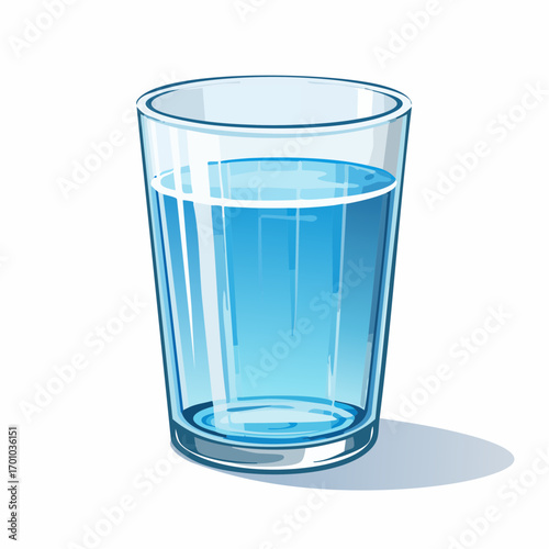 Vektor eines schlichten transparenten Wasserglases, halb gefüllt
