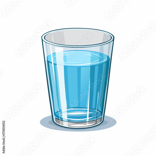 Vektor eines schlichten transparenten Wasserglases, halb gefüllt