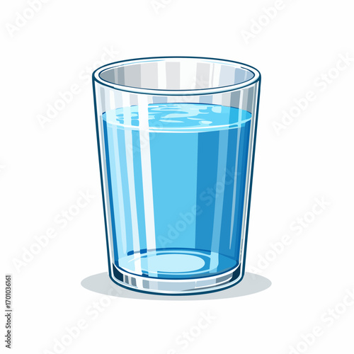Vektor eines schlichten transparenten Wasserglases, halb gefüllt