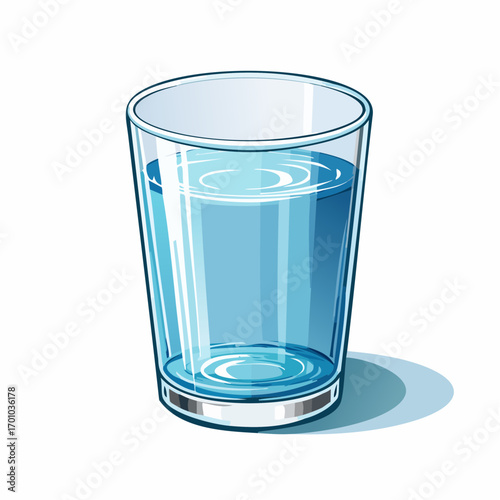 Vektor eines schlichten transparenten Wasserglases, halb gefüllt