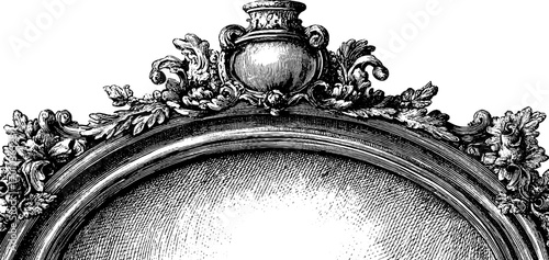 Ornate vintage mirror engraving with floral and leaf motif design