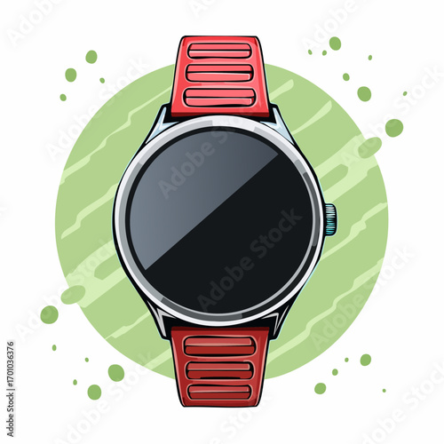 Vektor einer modernen Smartwatch mit schwarzem Display und sportlichem Armband.