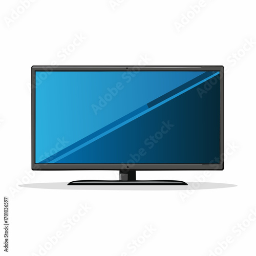 Vektor eines modernen Flachbildfernsehers mit schwarzem Bildschirm, schlichtes Design.