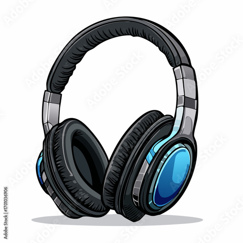 Vektor eines modernen Over-Ear-Kopfhörers, schwarz, weich gepolsterte Ohrmuscheln.